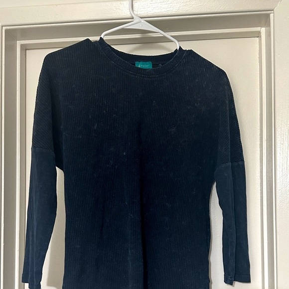 THE RUNWAY COMPANY Navy Grey Speckle Long Sleeve Top $27 SIZE SMALL Grunge Alt - Picture 1 of 7